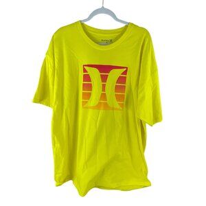 Hurley NWOT Mens 2X Neon Yellow Graphic Tee Shirt Relaxed Fit Streetwear Casual